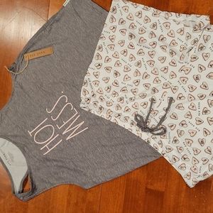 Rae Dunn Hot Mess Short Pajama Set Sz Lrg
